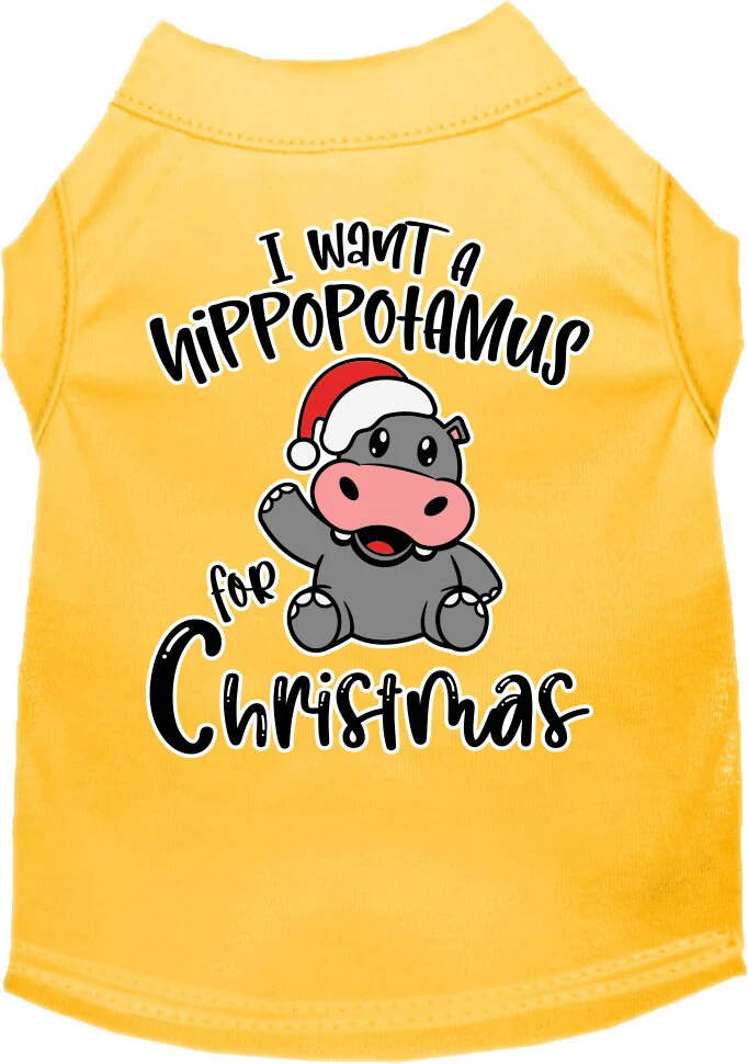 Christmas Pet Dog & Cat Shirt Screen Printed, "I Want A Hippopotamus For Christmas" - Image 9