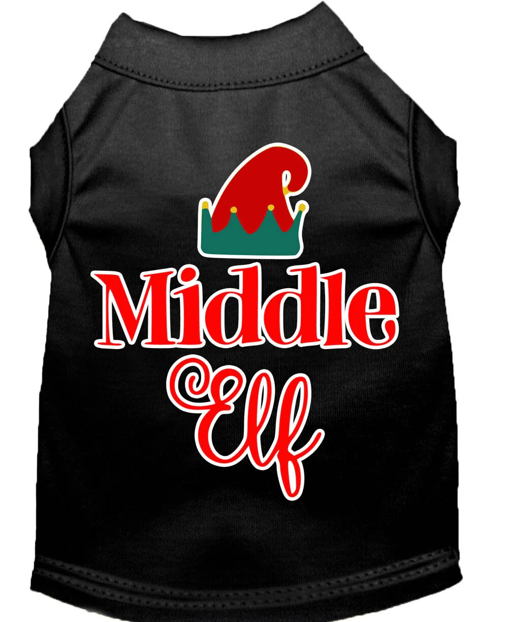 Christmas Pet Dog & Cat Shirt Screen Printed, "Middle Elf" - Image 3