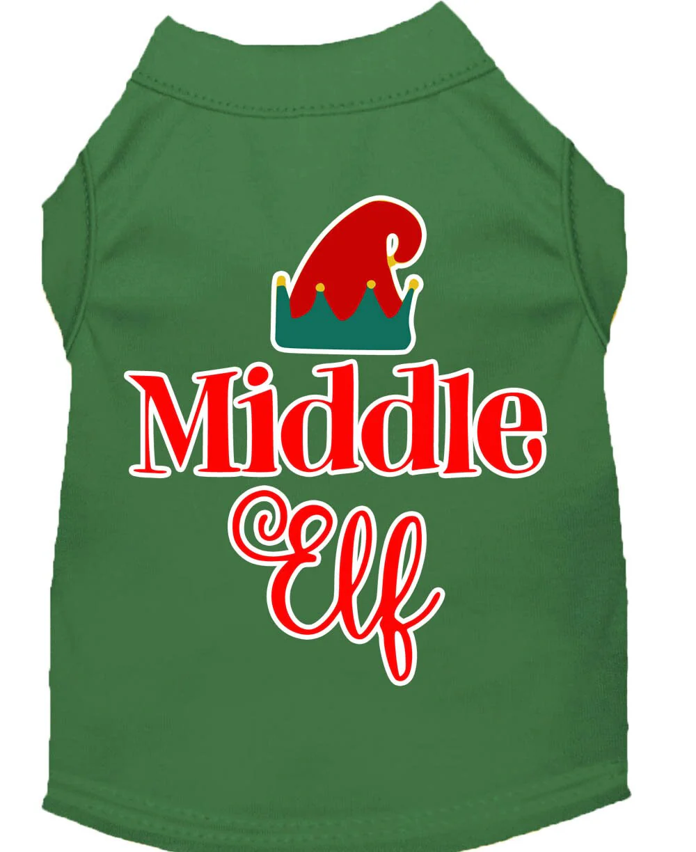 Christmas Pet Dog & Cat Shirt Screen Printed, "Middle Elf" - Image 4