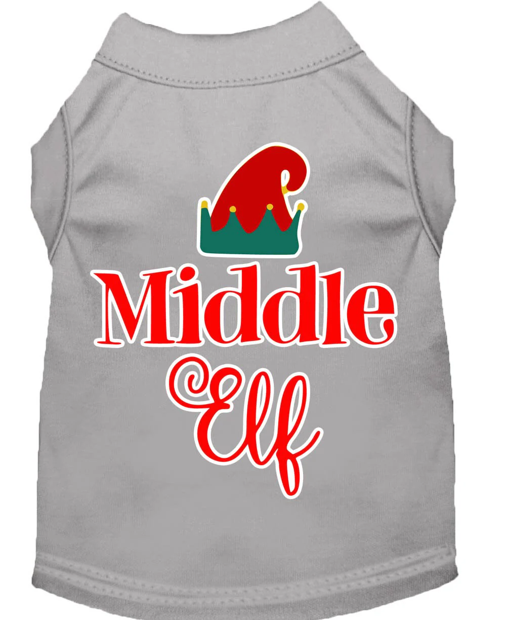 Christmas Pet Dog & Cat Shirt Screen Printed, "Middle Elf" - Image 5