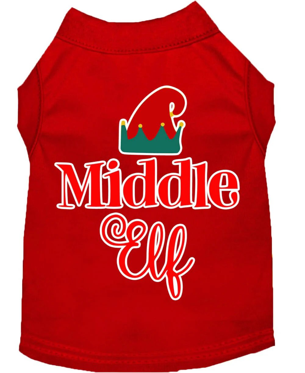 Christmas Pet Dog & Cat Shirt Screen Printed, "Middle Elf" - Image 7