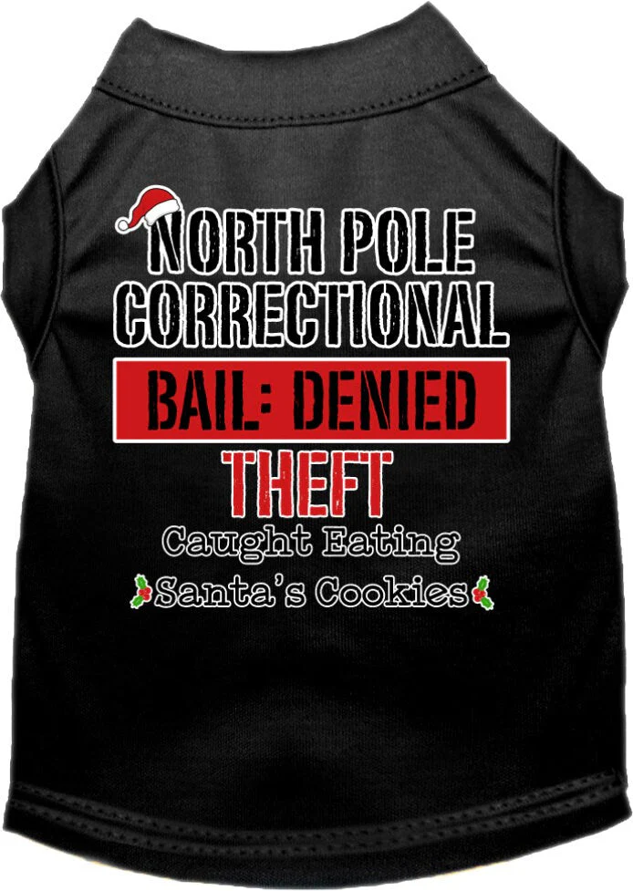 Christmas Pet Dog & Cat Shirt Screen Printed, "North Pole Correctional" - Image 3