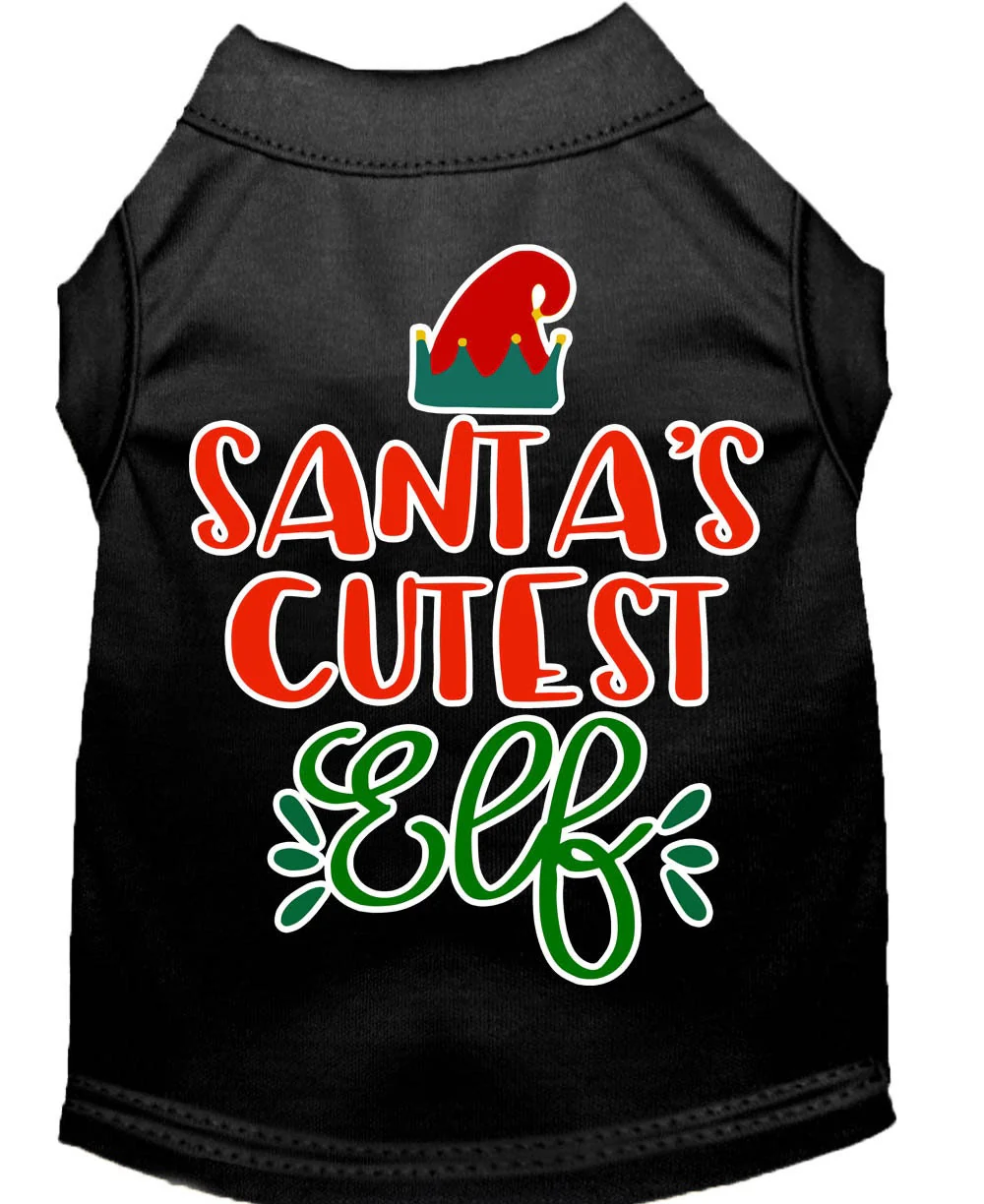 Christmas Pet Dog & Cat Shirt Screen Printed, "Santa's Cutest Elf" - Image 3