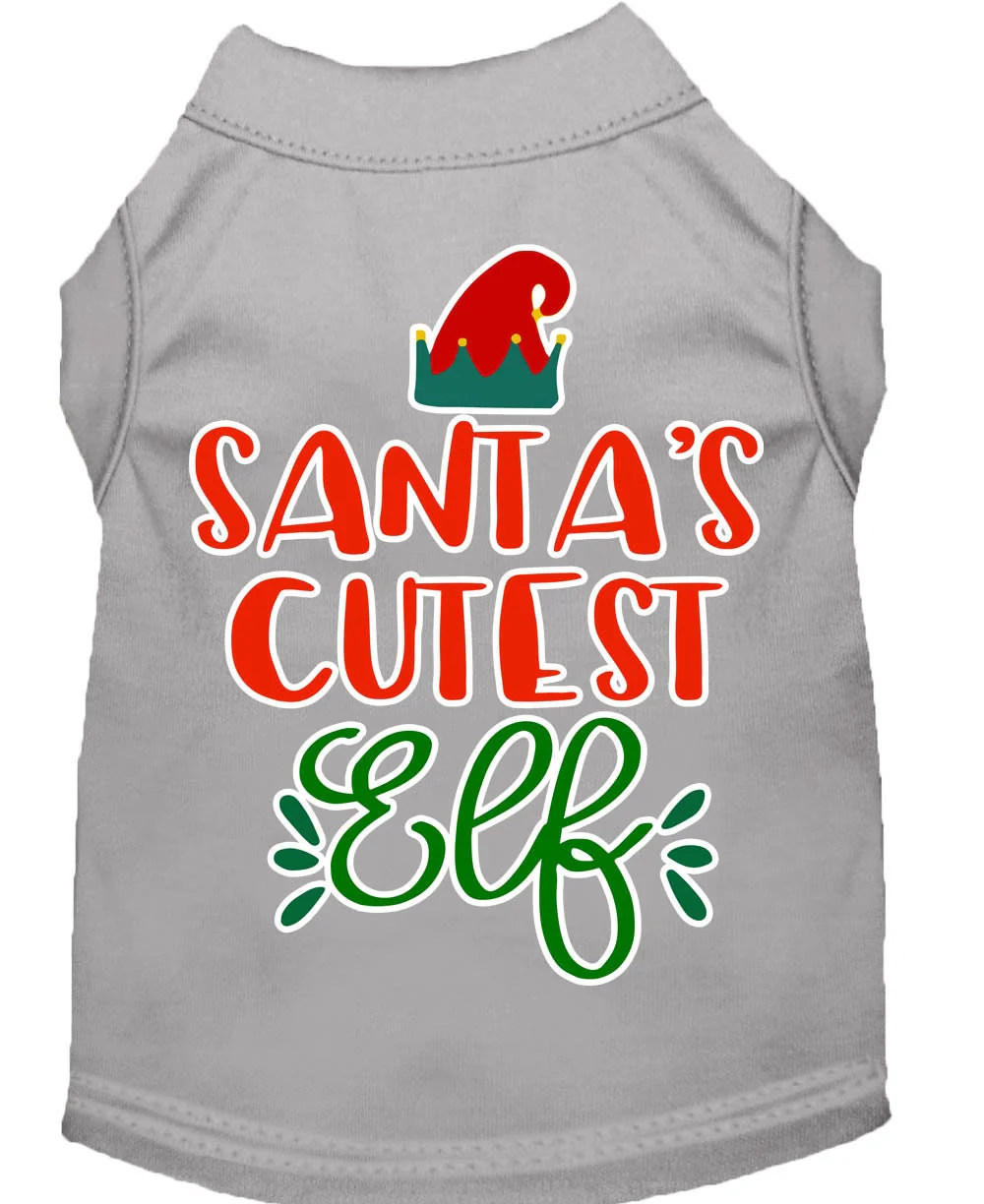 Christmas Pet Dog & Cat Shirt Screen Printed, "Santa's Cutest Elf" - Image 4