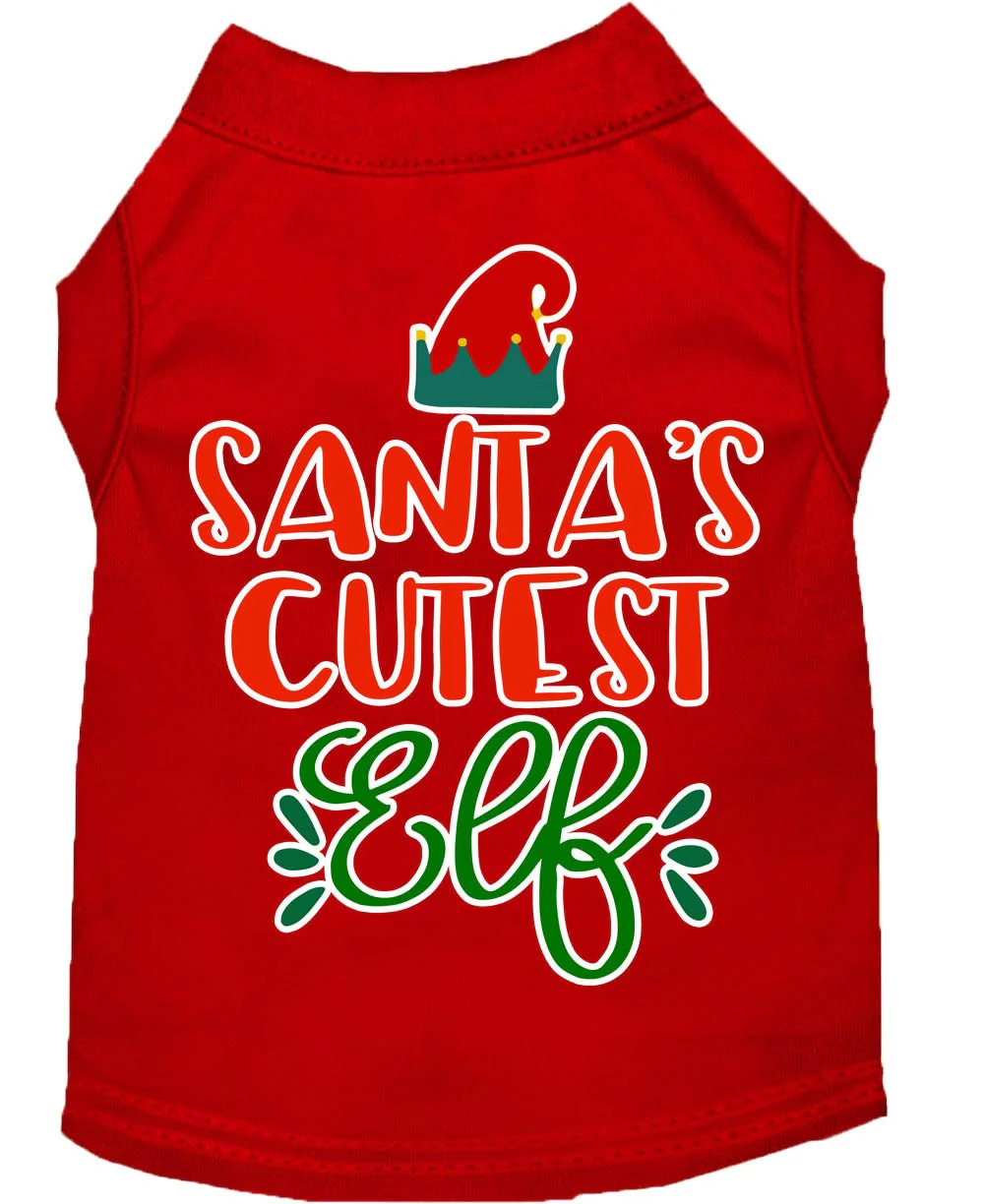 Christmas Pet Dog & Cat Shirt Screen Printed, "Santa's Cutest Elf" - Image 6