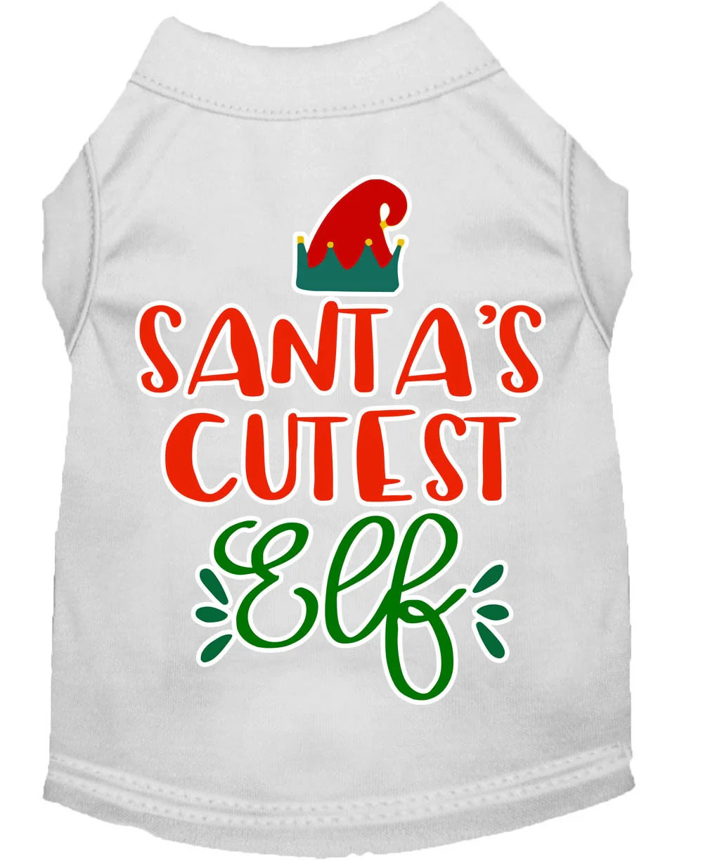 Christmas Pet Dog & Cat Shirt Screen Printed, "Santa's Cutest Elf" - Image 7