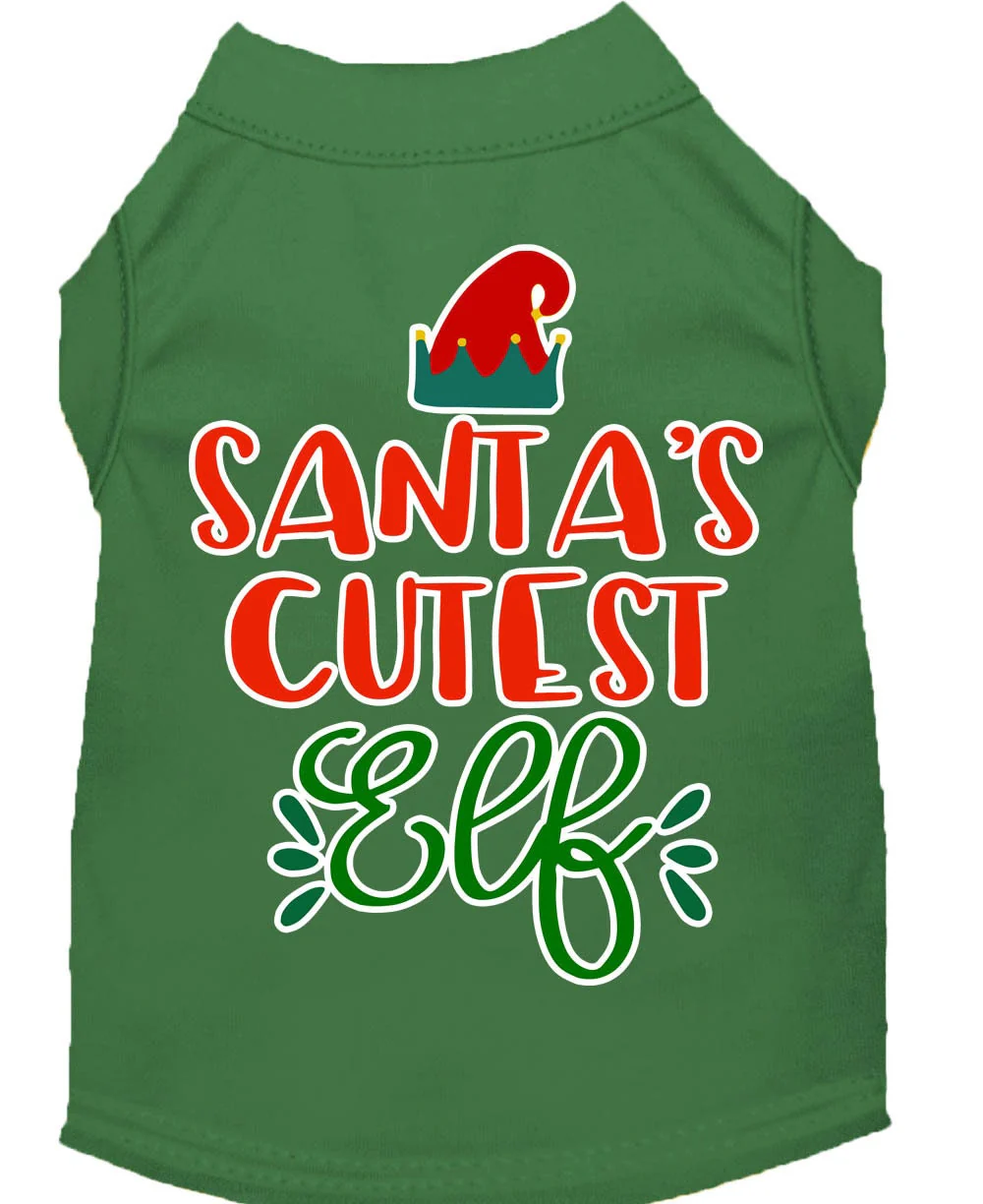 Christmas Pet Dog & Cat Shirt Screen Printed, "Santa's Cutest Elf" - Image 9