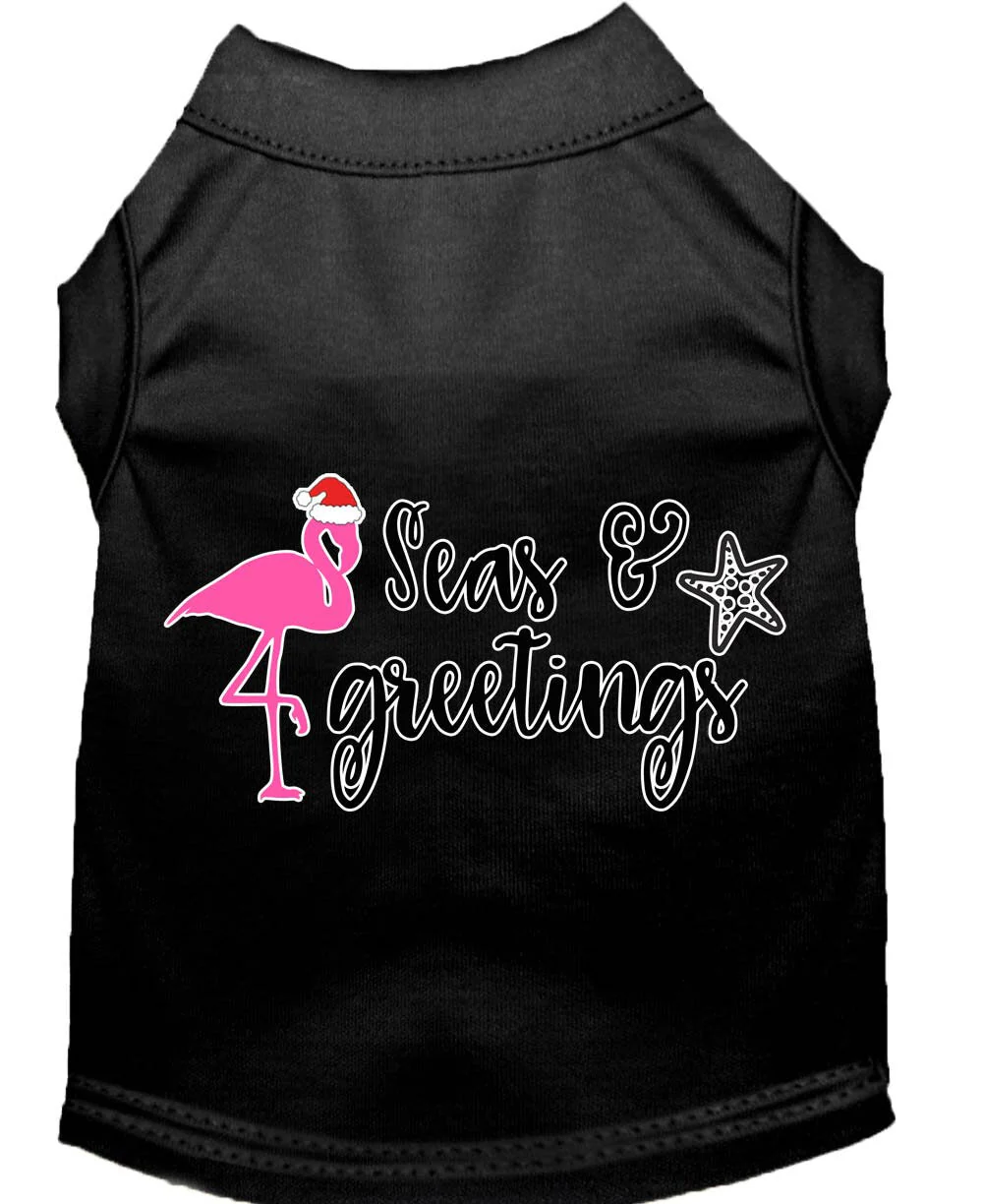 Christmas Pet Dog & Cat Shirt Screen Printed, "Seas and Greetings" - Image 3