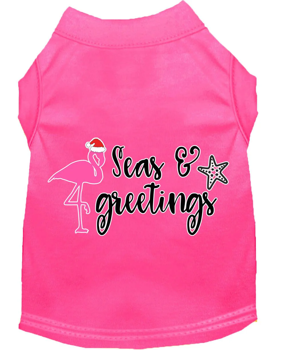 Christmas Pet Dog & Cat Shirt Screen Printed, "Seas and Greetings" - Image 4
