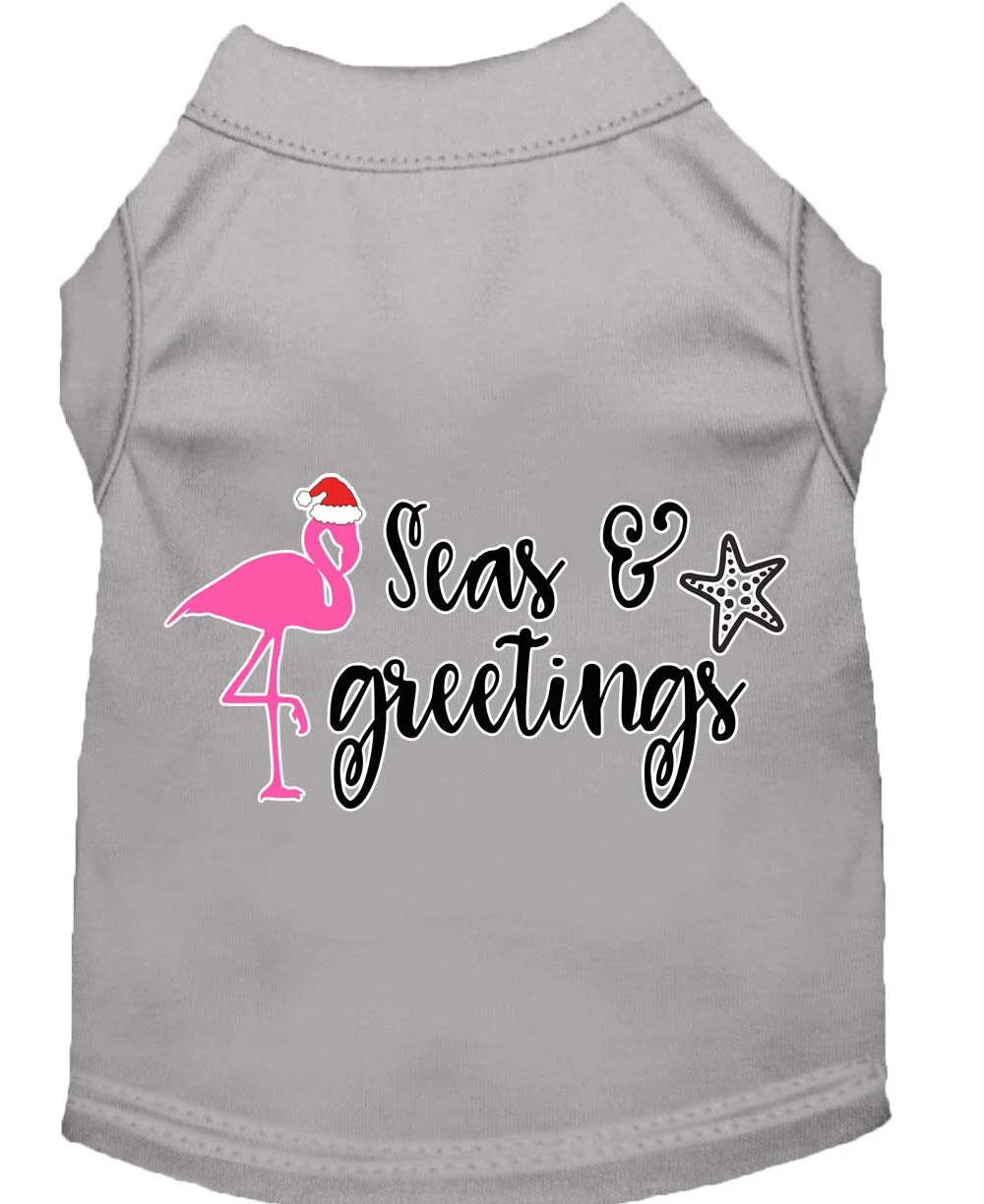 Christmas Pet Dog & Cat Shirt Screen Printed, "Seas and Greetings" - Image 5