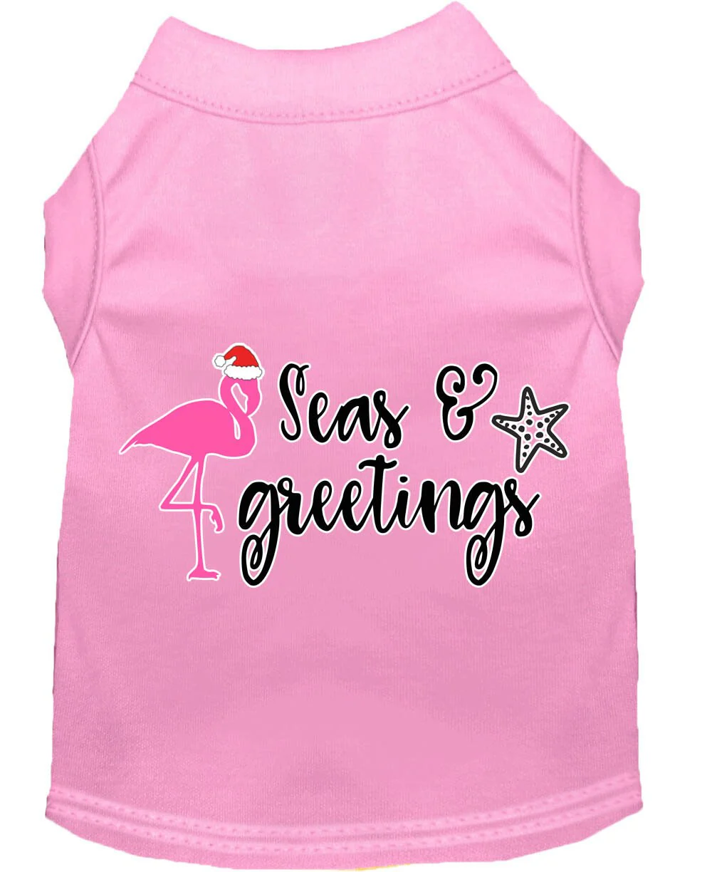 Christmas Pet Dog & Cat Shirt Screen Printed, "Seas and Greetings" - Image 6