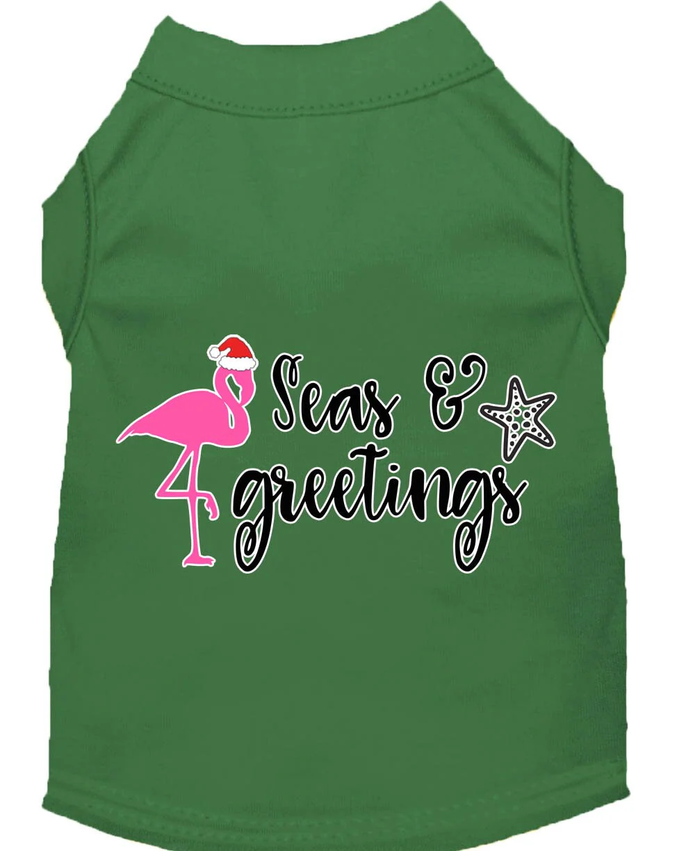 Christmas Pet Dog & Cat Shirt Screen Printed, "Seas and Greetings" - Image 8