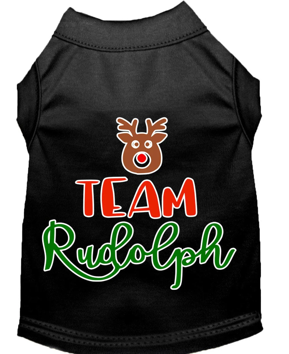 Christmas Pet Dog & Cat Shirt Screen Printed, "Team Rudolph" - Image 3