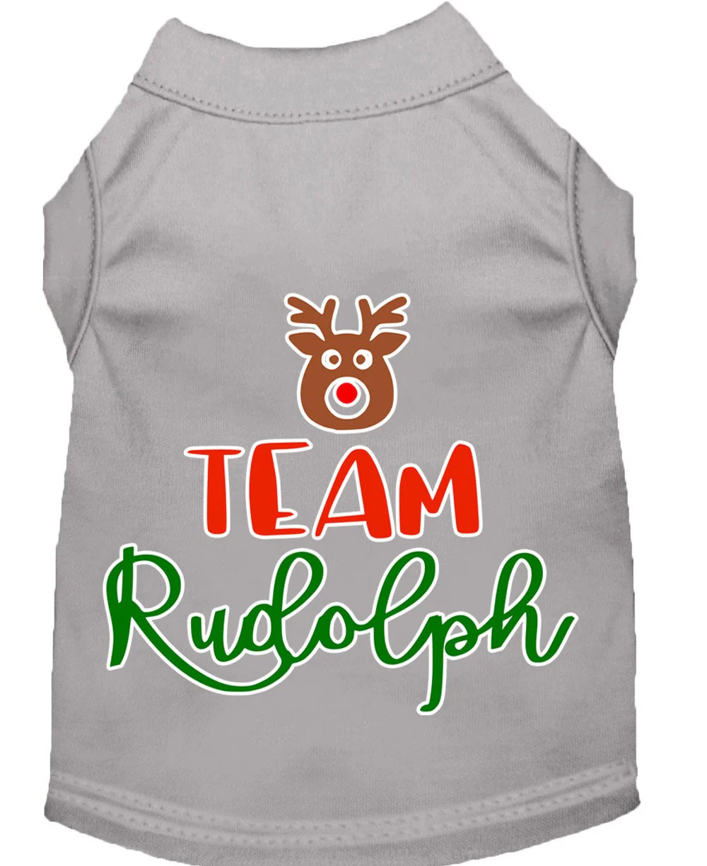 Christmas Pet Dog & Cat Shirt Screen Printed, "Team Rudolph" - Image 5