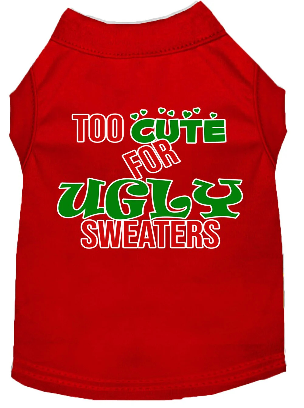 Christmas Pet Dog & Cat Shirt Screen Printed, "Too Cute For Ugly Sweaters" - Image 5