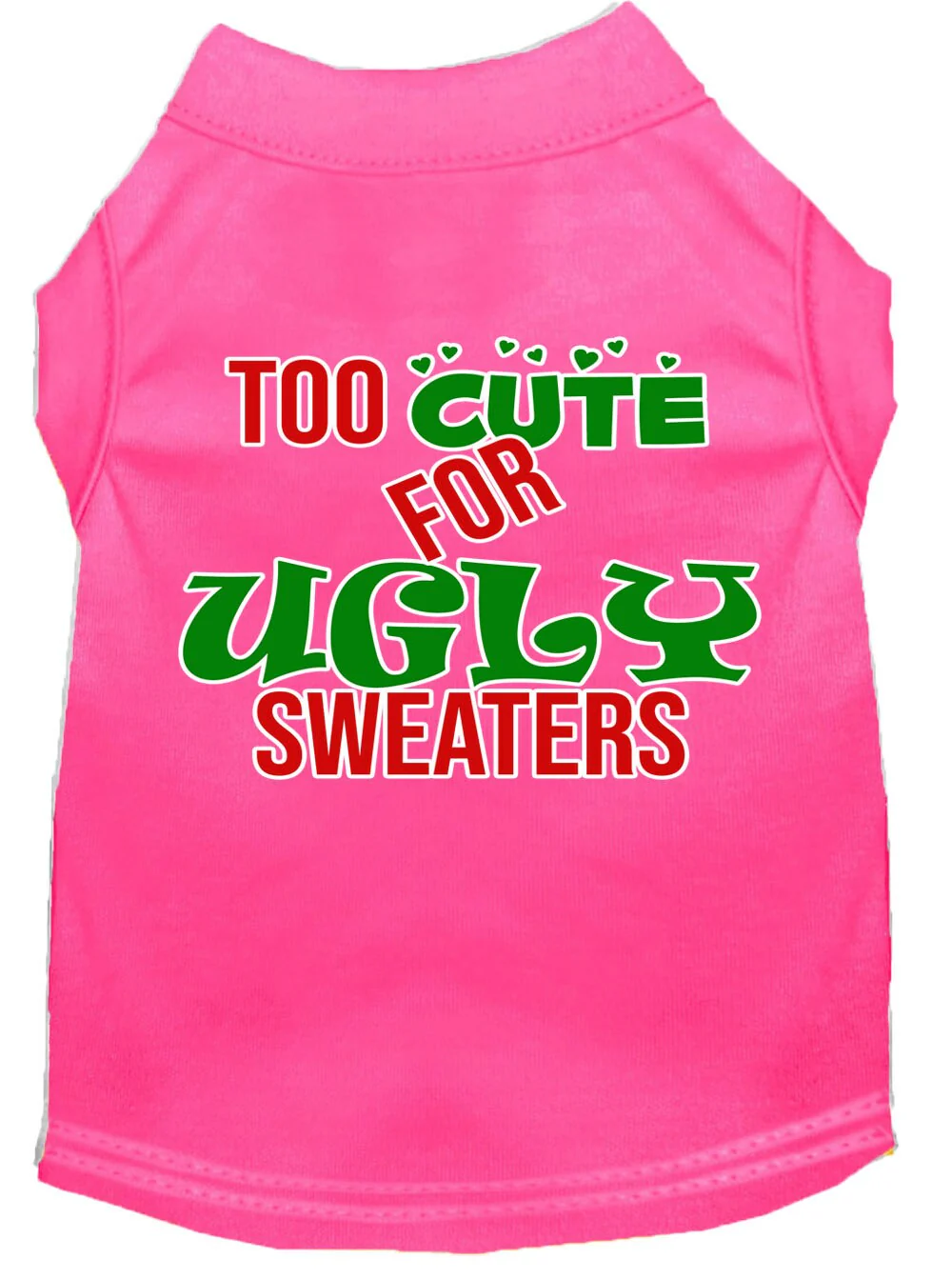 Christmas Pet Dog & Cat Shirt Screen Printed, "Too Cute For Ugly Sweaters" - Image 7