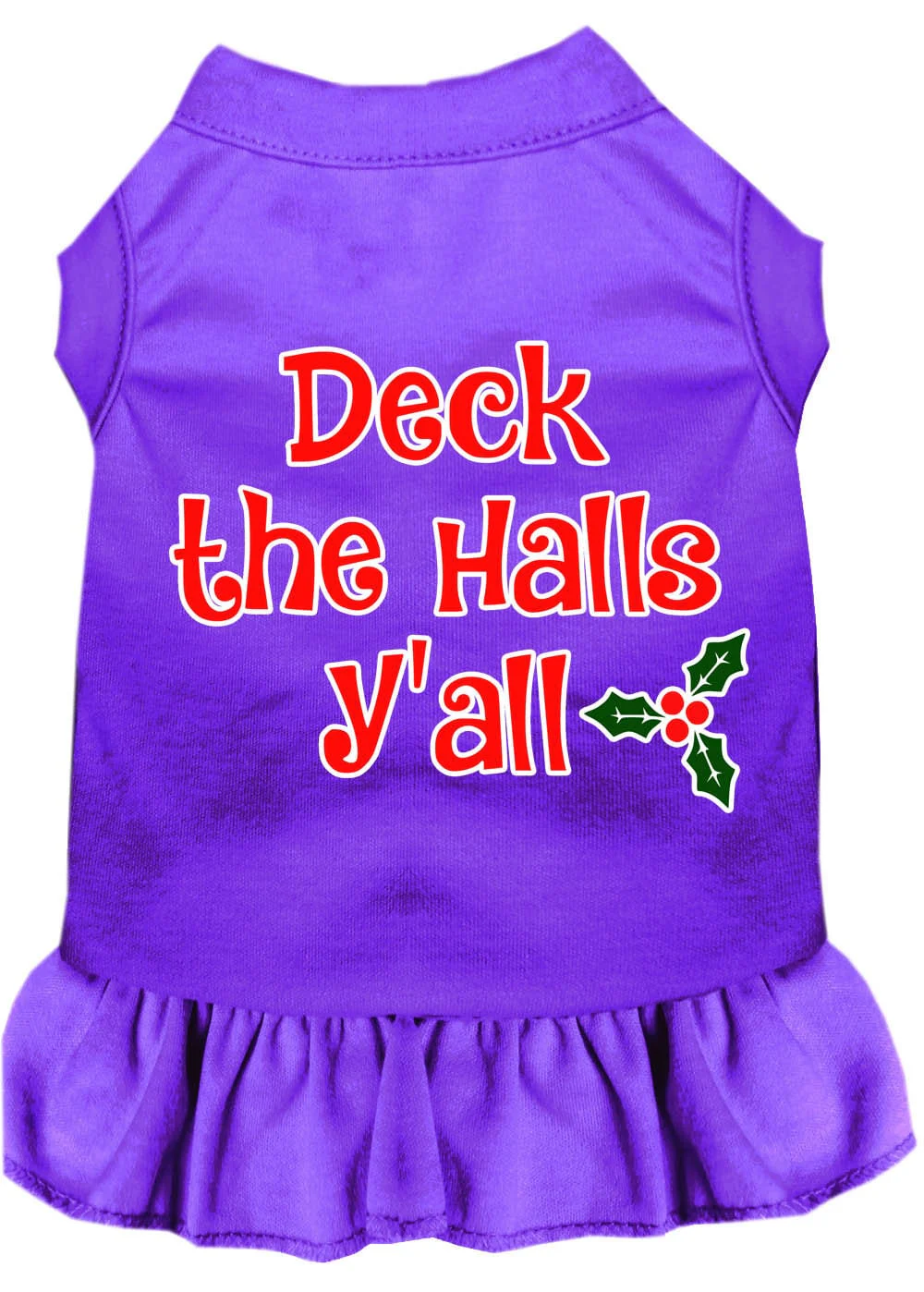 Christmas Pet Dress Screen Printed, "Deck The Halls Y'all" - Image 4