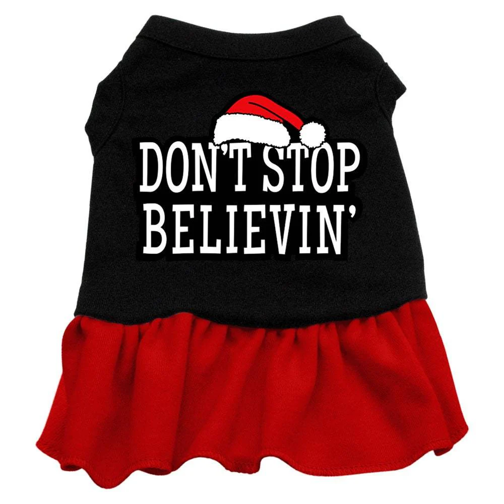 Christmas Pet Dress Screen Printed, "Don't Stop Believin" - Image 4