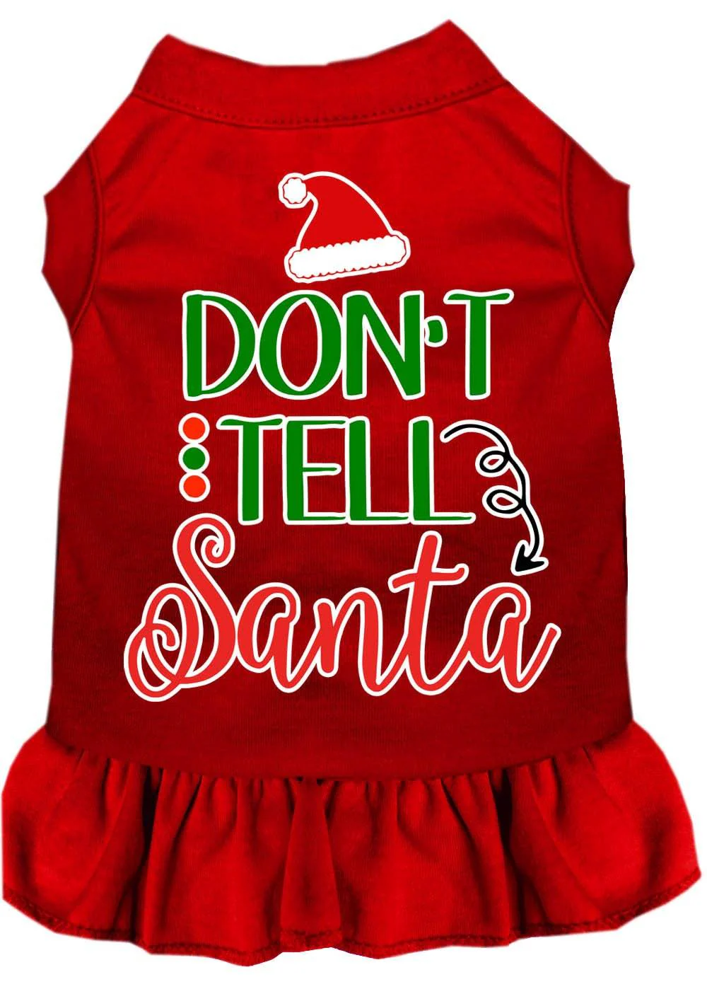 Christmas Pet Dress Screen Printed, "Don't Tell Santa" - Image 4