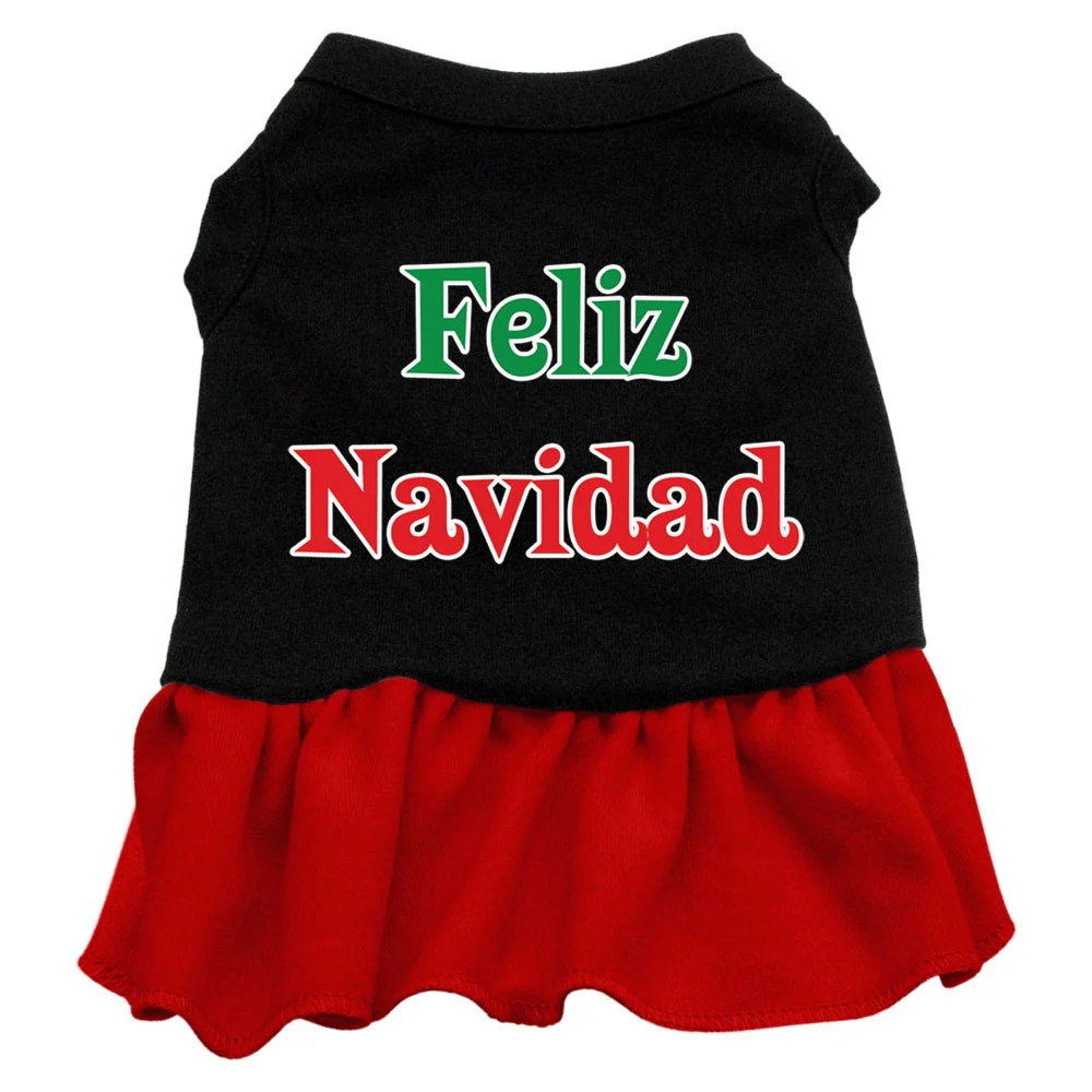 Christmas Pet Dress Screen Printed, "Feliz Navidad" - Image 2