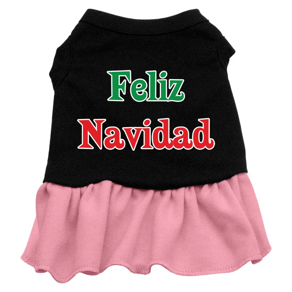 Christmas Pet Dress Screen Printed, "Feliz Navidad" - Image 3