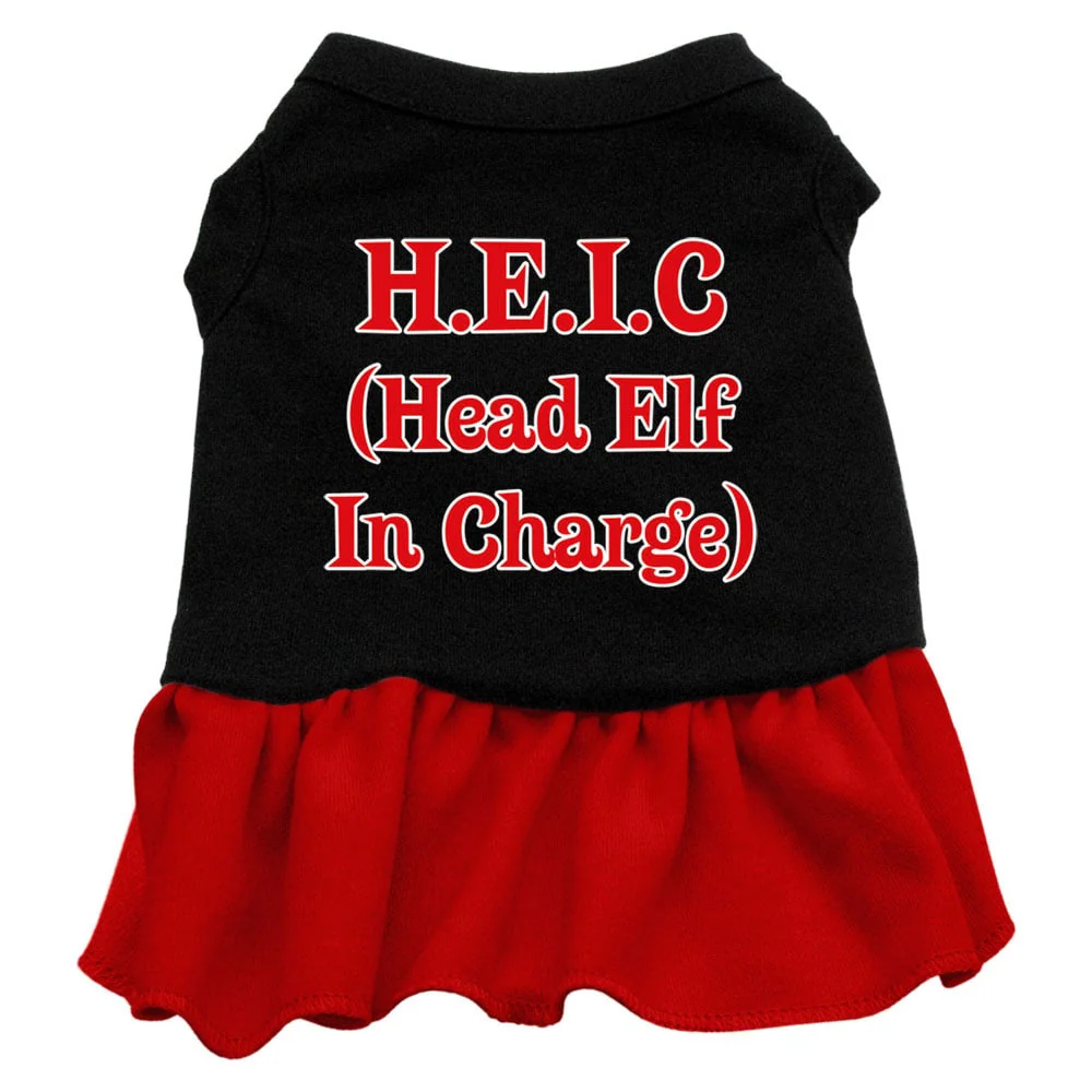 Christmas Pet Dress Screen Printed, "Head Elf In Charge" - Image 2