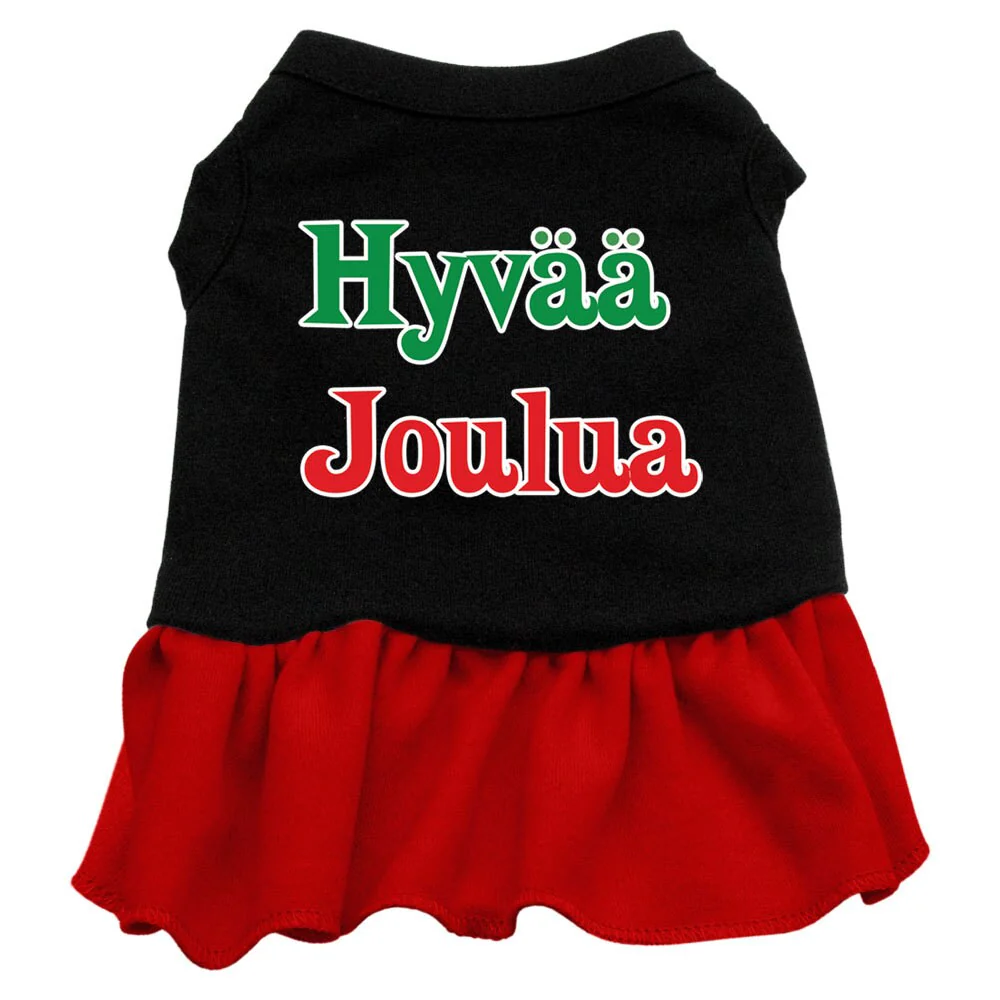 Christmas Pet Dress Screen Printed, "Hyvaa Joulua" - Image 3