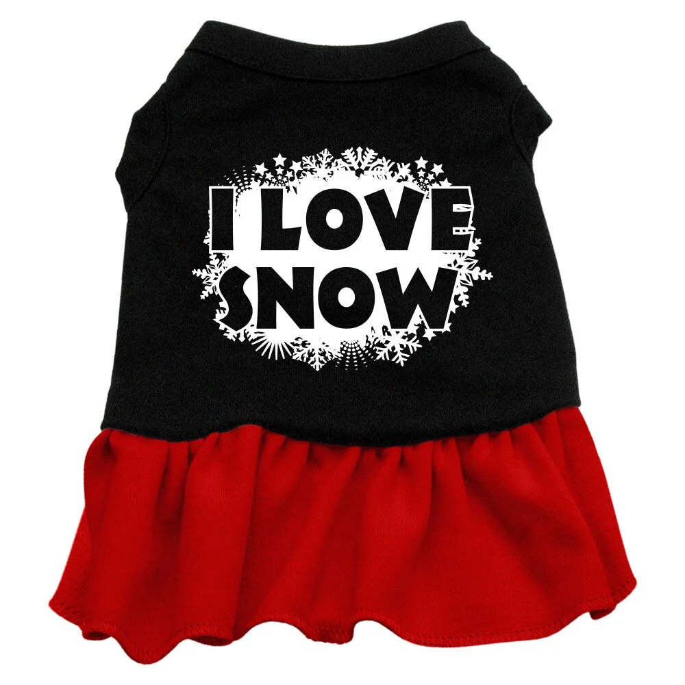 Christmas Pet Dress Screen Printed, "I Love Snow" - Image 3
