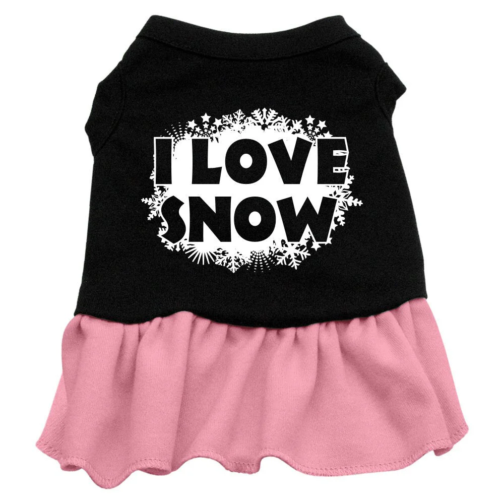 Christmas Pet Dress Screen Printed, "I Love Snow" - Image 4