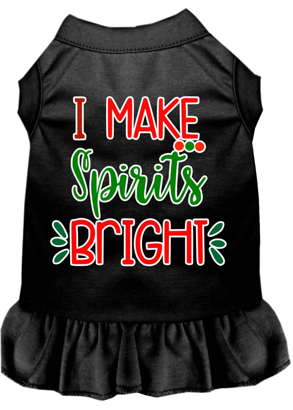 Christmas Pet Dress Screen Printed, "I Make Spirits Bright" - Image 3