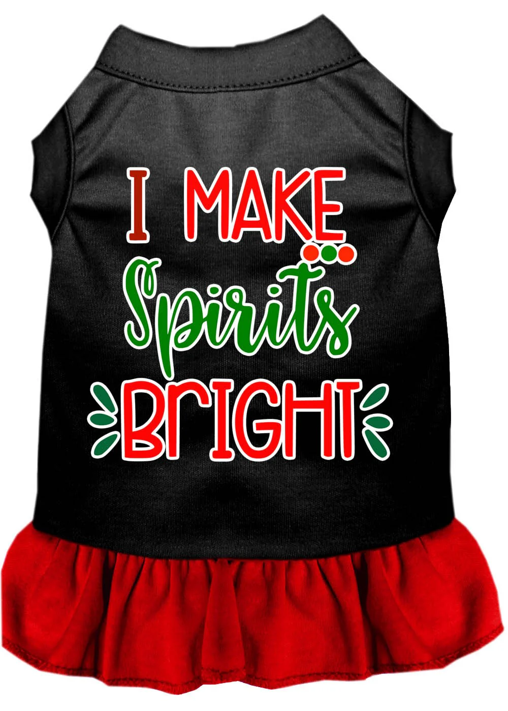 Christmas Pet Dress Screen Printed, "I Make Spirits Bright" - Image 4