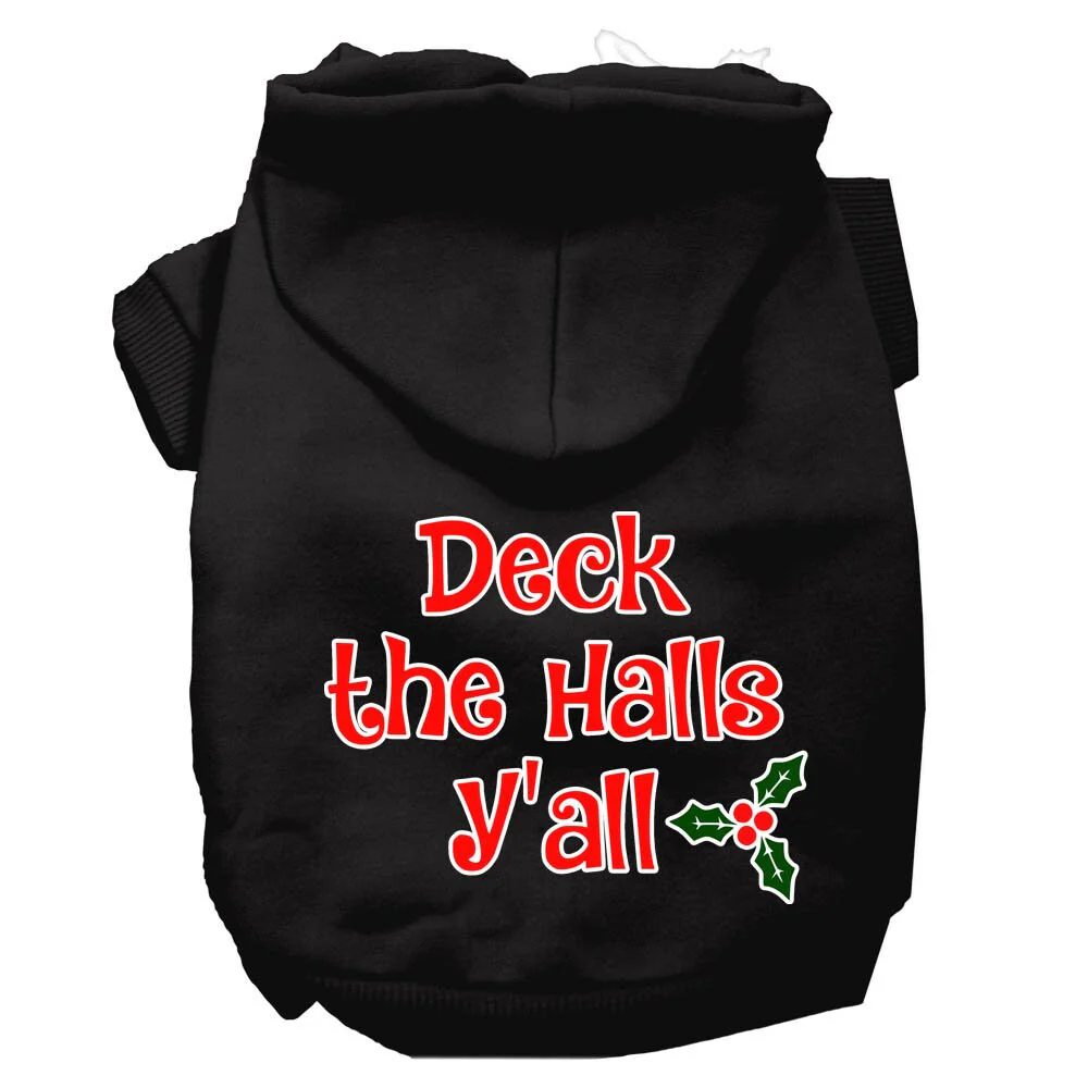Christmas Pet Hoodie Screen Printed, "Deck the Halls Y'all" - Image 3