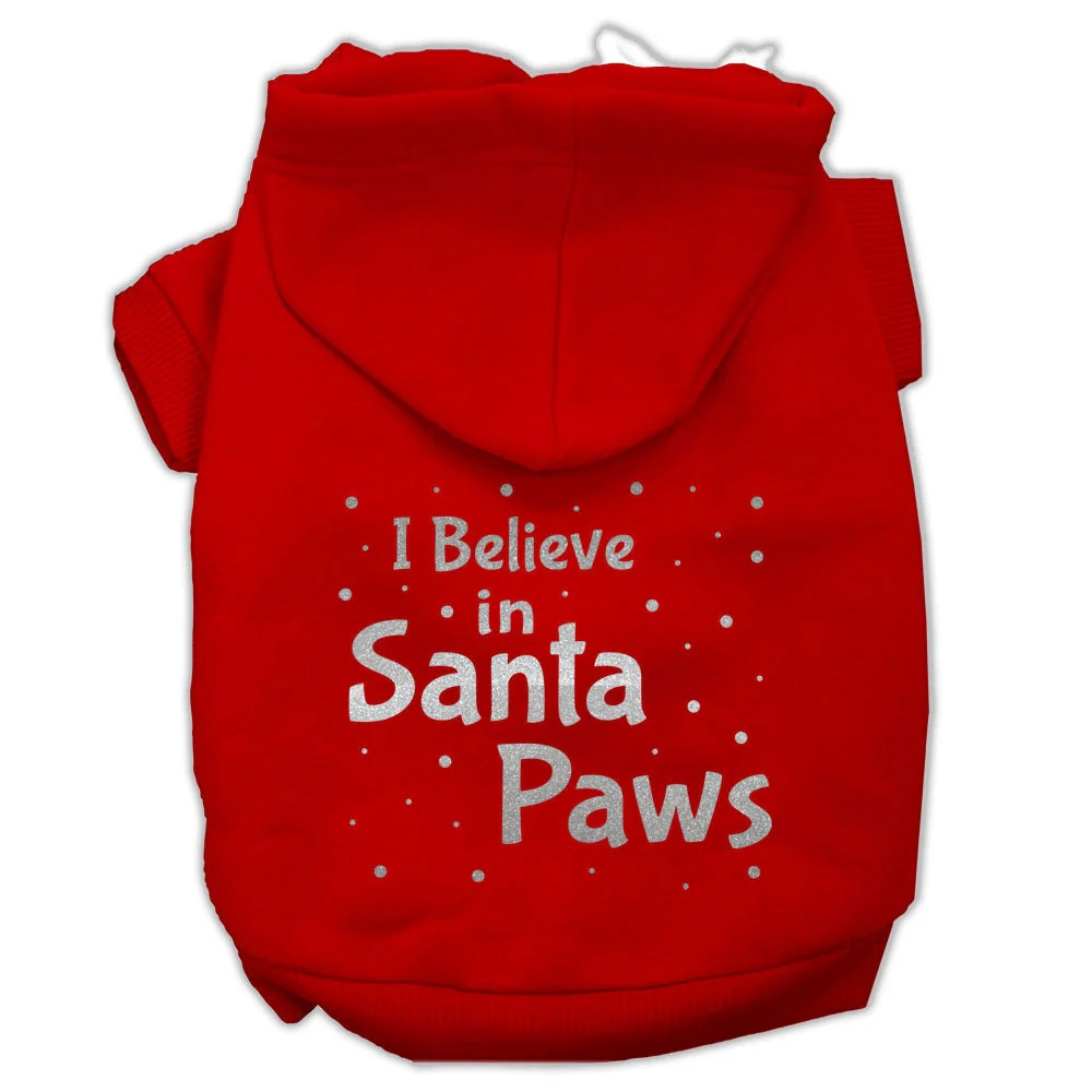 Christmas Pet Hoodie Screen Printed, "I Believe In Santa Paws" - Image 3