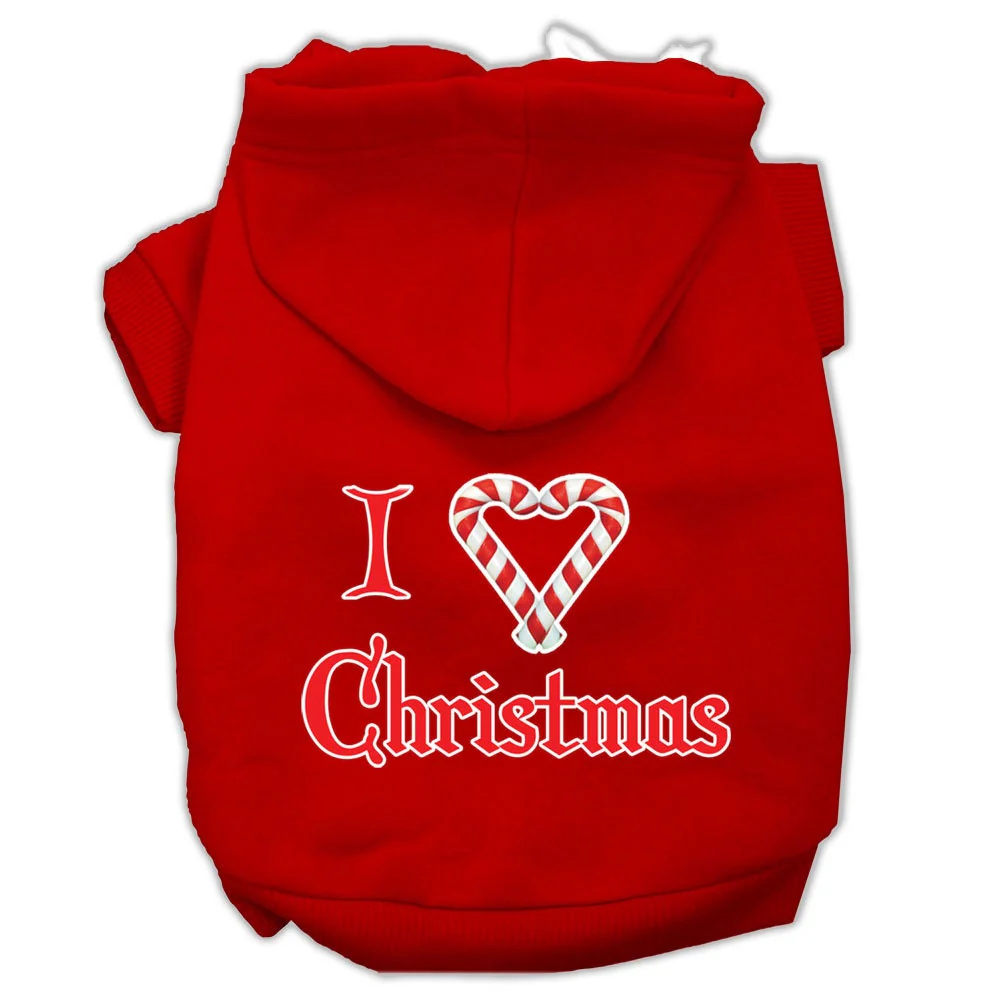 Christmas Pet Hoodie Screen Printed, "I Heart Christmas" - Image 3