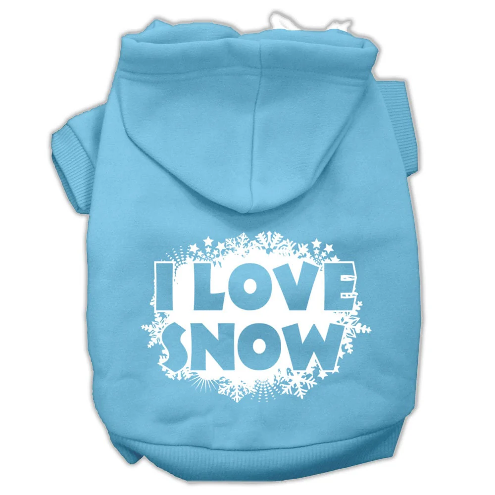 Christmas Pet Hoodie Screen Printed, "I Love Snow" - Image 10