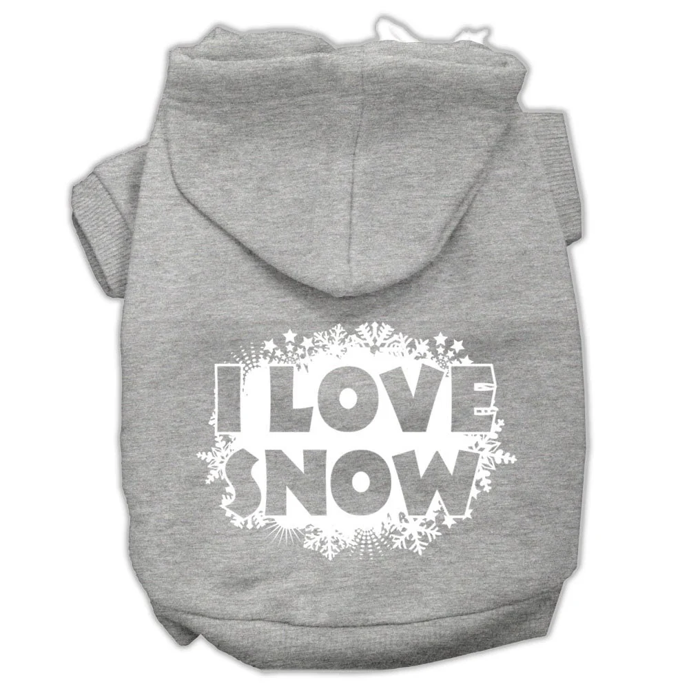Christmas Pet Hoodie Screen Printed, "I Love Snow" - Image 5