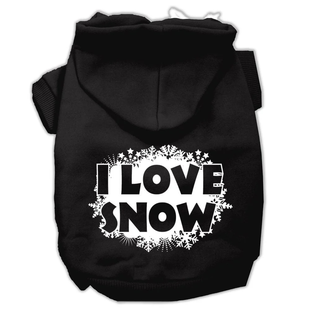 Christmas Pet Hoodie Screen Printed, "I Love Snow" - Image 7
