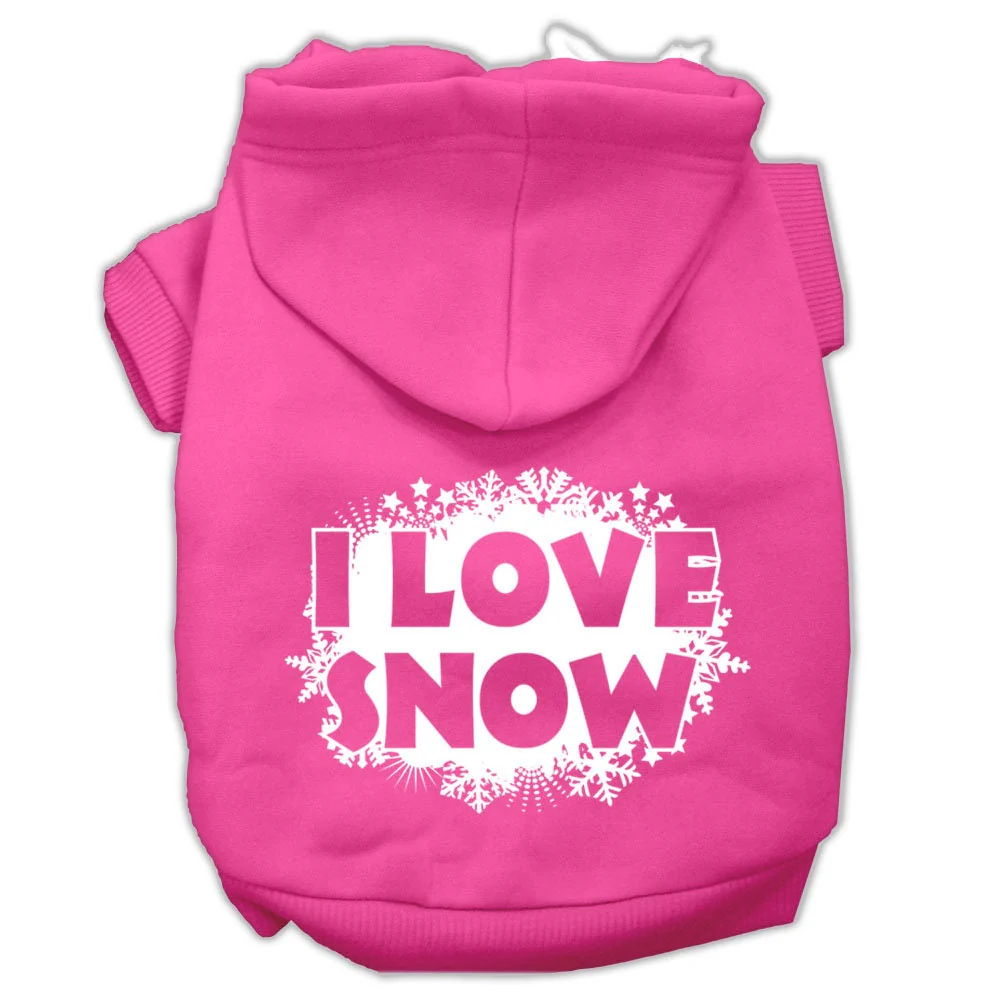 Christmas Pet Hoodie Screen Printed, "I Love Snow" - Image 8