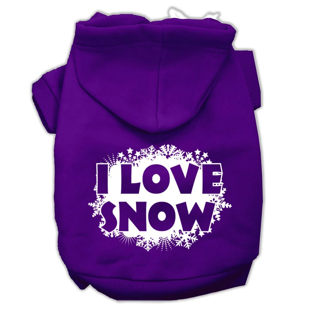 Christmas Pet Hoodie Screen Printed, "I Love Snow" - Image 9