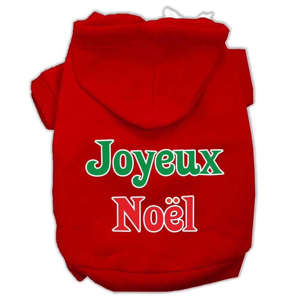 Christmas Pet Hoodie Screen Printed, "Joyeux Noel" - Image 4