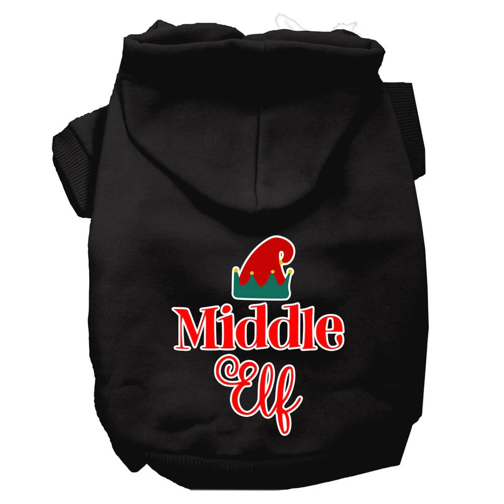 Christmas Pet Hoodie Screen Printed, "Middle Elf" - Image 3