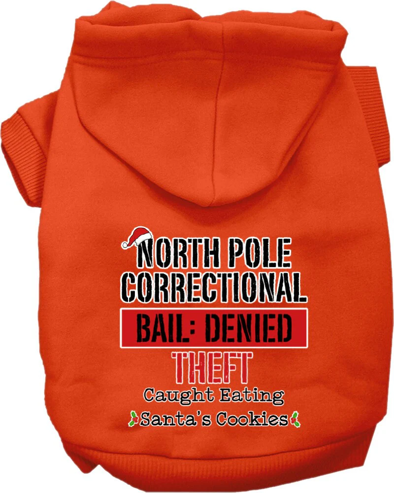 Christmas Pet Hoodie Screen Printed, "North Pole Correctional" - Image 3
