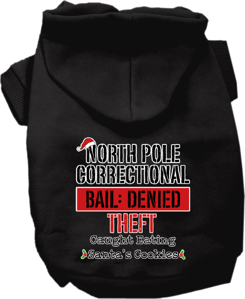 Christmas Pet Hoodie Screen Printed, "North Pole Correctional" - Image 4