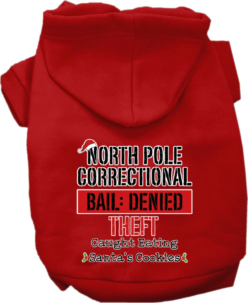 Christmas Pet Hoodie Screen Printed, "North Pole Correctional" - Image 5