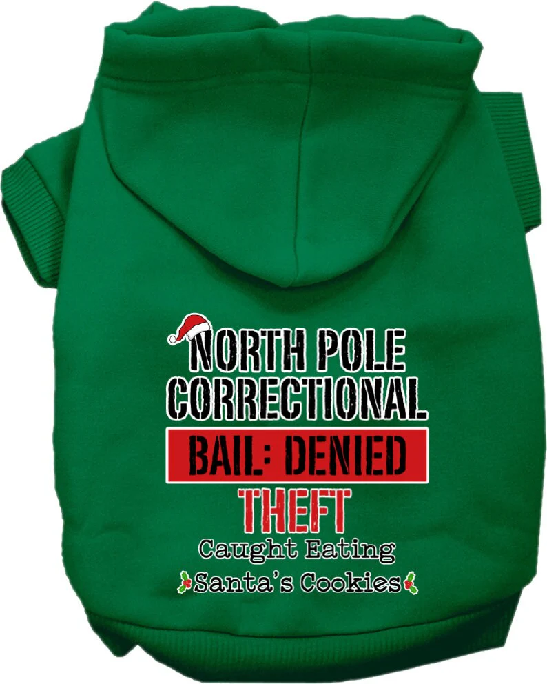 Christmas Pet Hoodie Screen Printed, "North Pole Correctional" - Image 6