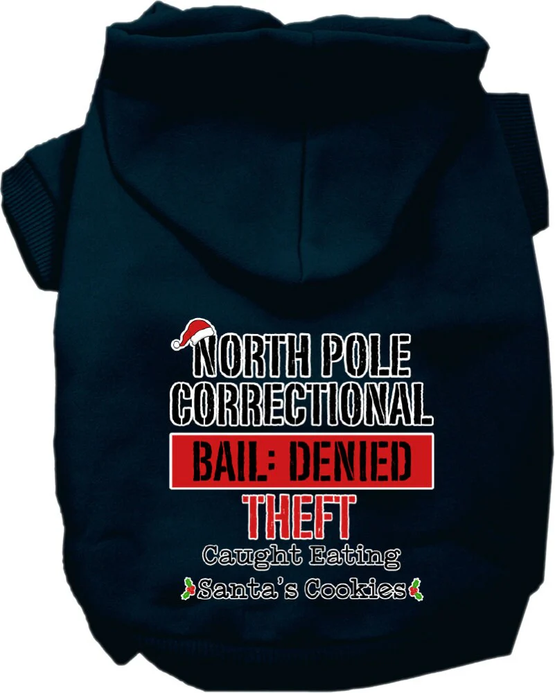 Christmas Pet Hoodie Screen Printed, "North Pole Correctional" - Image 9