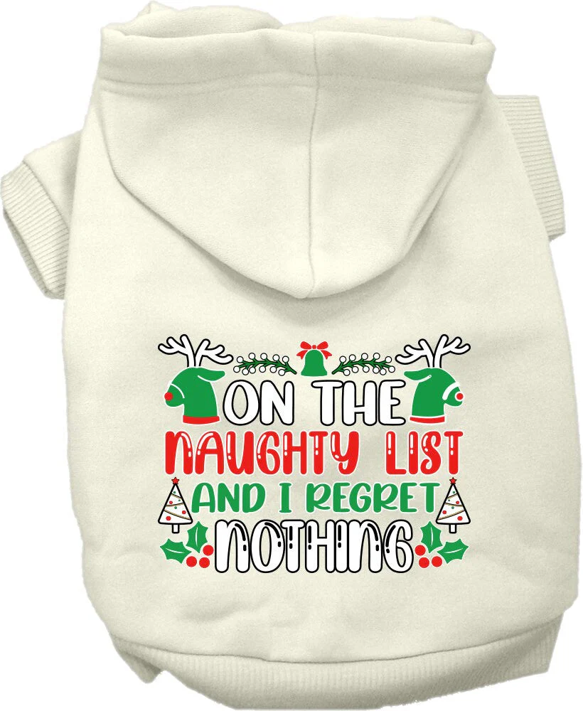 Christmas Pet Hoodie Screen Printed, "On The Naughty List And I Regret Nothing" - Image 6