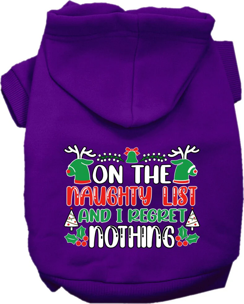 Christmas Pet Hoodie Screen Printed, "On The Naughty List And I Regret Nothing" - Image 8
