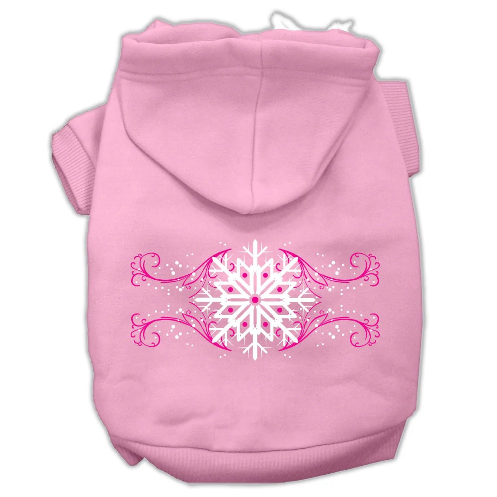 Christmas Pet Hoodie Screen Printed, "Pink Snowflake Swirls" - Image 3