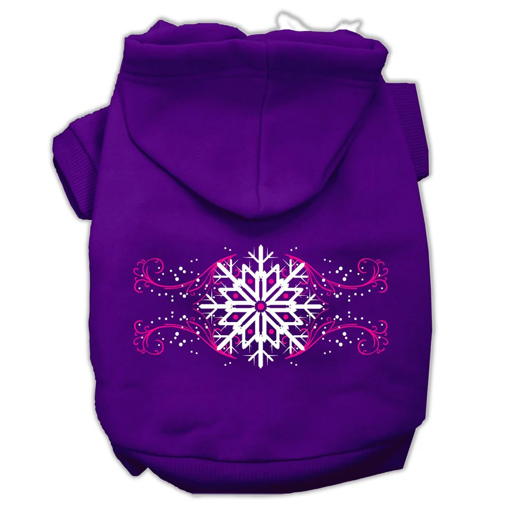 Christmas Pet Hoodie Screen Printed, "Pink Snowflake Swirls" - Image 4
